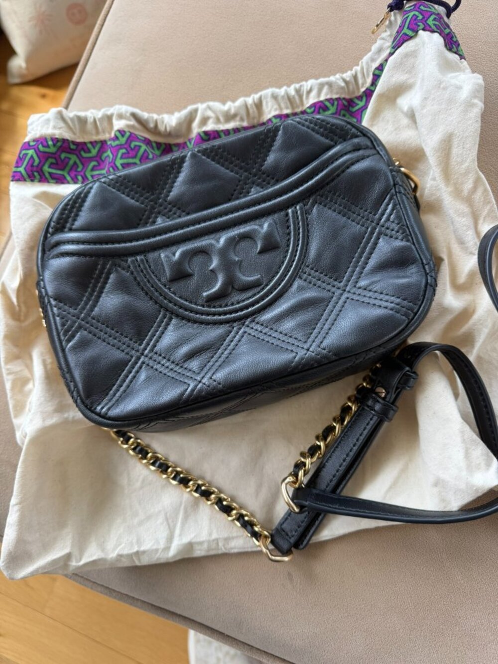 Tory Burch Quilted Black Cross Body Bag